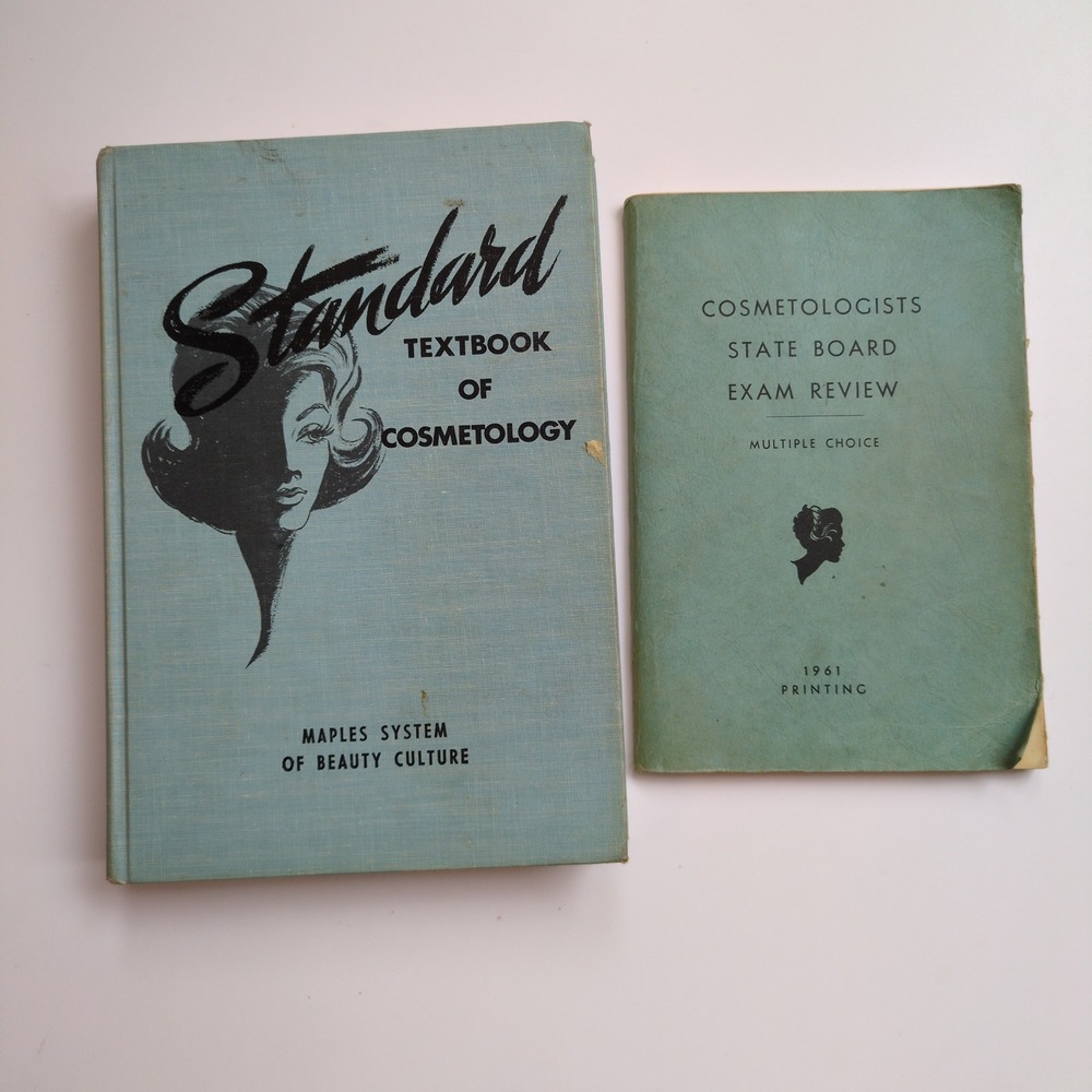 Vtg 60s Milady Standard Textbook of Cosmetology‎ & State Board Exam Booklet
